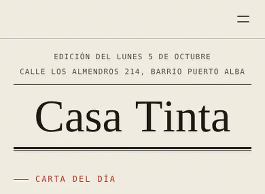 Página de restaurante en el celular
