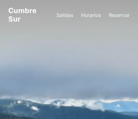 Página de excursiones en el celular