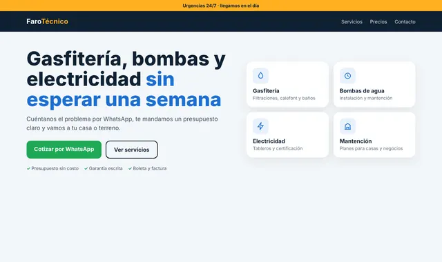 Página de servicio técnico